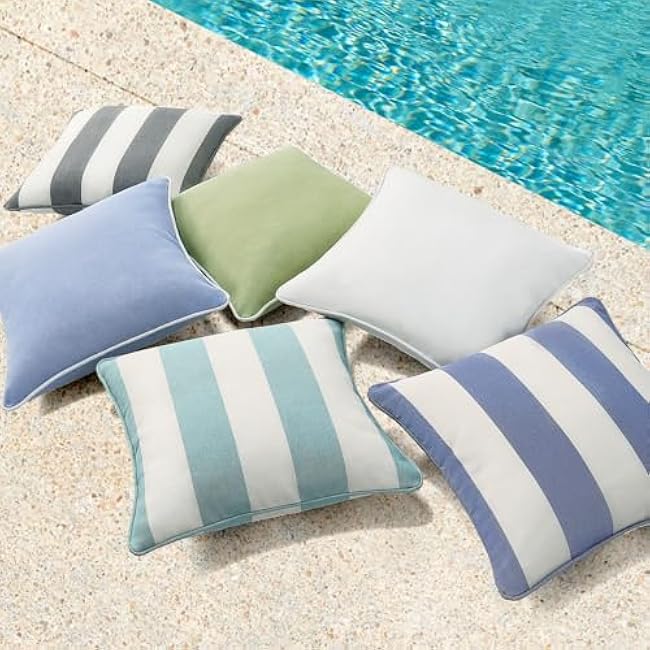 Decorative Outdoor Water Repellent Throw Pillows with Inserts, Set of 4, 18 x18 Pillows for Patio, Backyard, Bed, Couch, and Patio Furniture, Seaweed Green