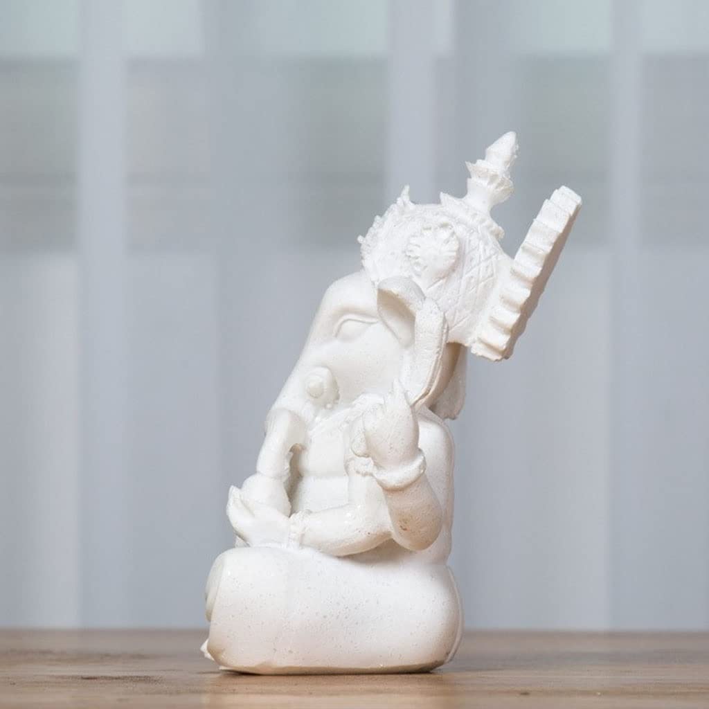 Statue Ganesh Bouddha Éléphant En Grès - Artisanat Indien - Décoration Maison 9.5x7.5cm