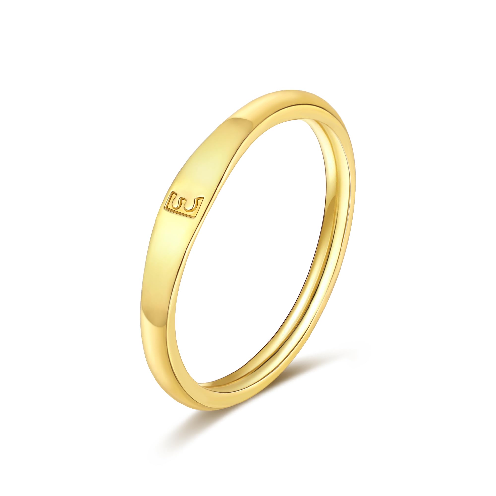 FUNEIA Anillos Mujer Oro con Letras 14K Anillos Dorados Mujer Lindos Anillos de Moda Delgados para Nudillos Rosados Apilables Anillos de Letras Mayúsculas de Alfabeto Joyería Regalos