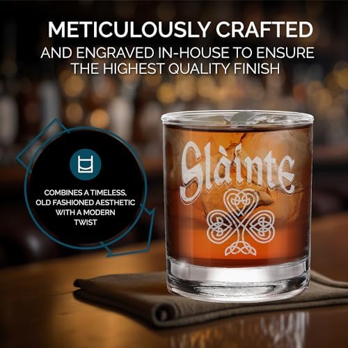 shop4ever Slainte Irish Cheers Toast Engraved Whiskey Glass 11 oz. Gift for Him Her - Thumbnail 5