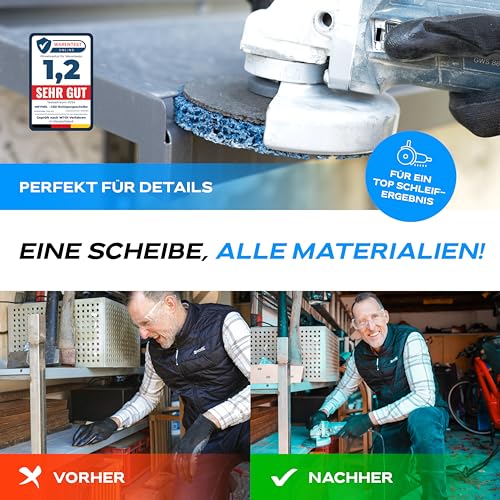 5 Stück Premium csd scheibe 115 mm 3x Grob & 2x Mittel | Hochleistungs- & Bruchsichere Reinigungsscheibe | Für Winkelschleifer 115 mm | Rostentferner für Flex | Holz Metall Stein Beton