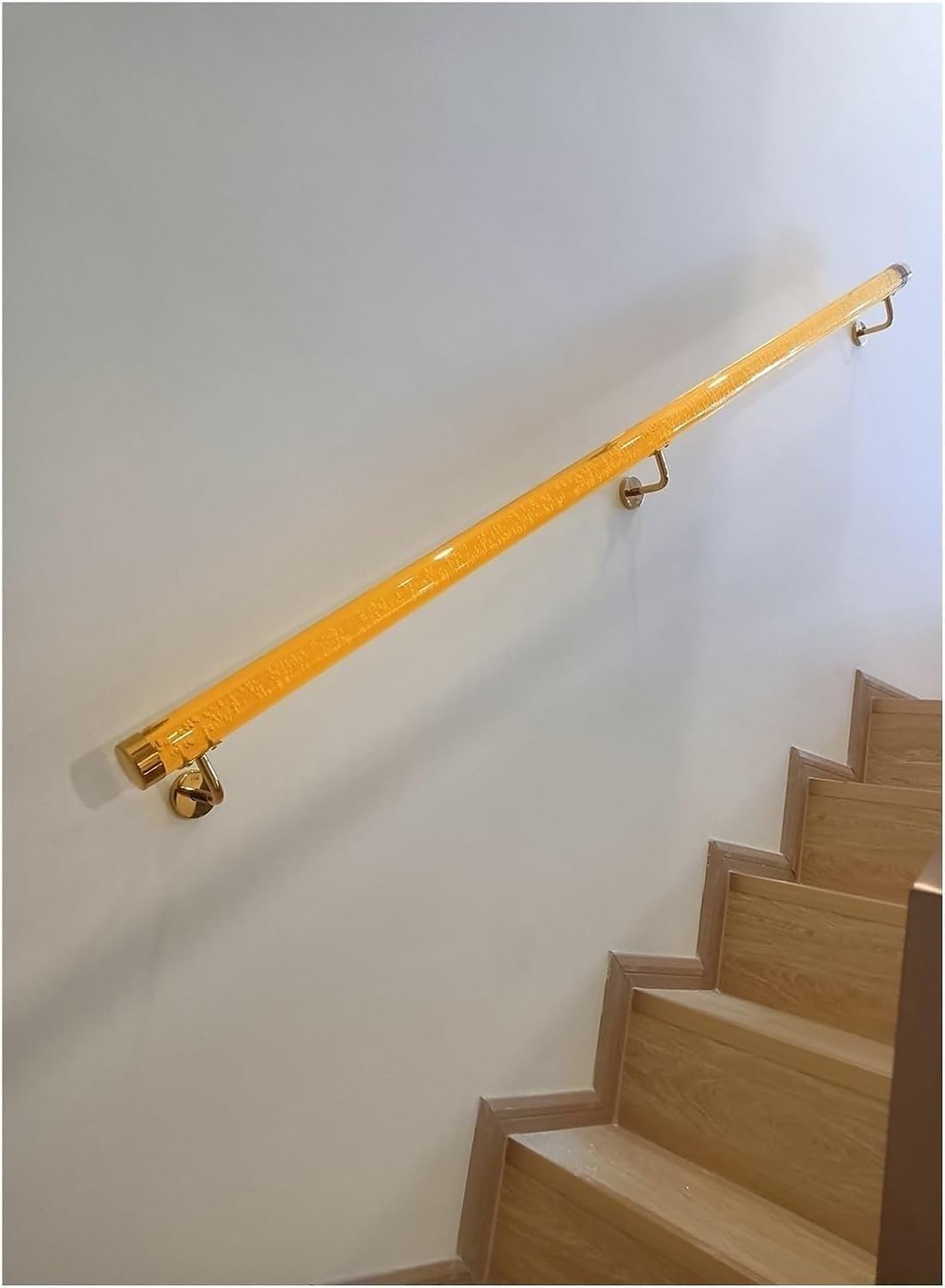 Garde-corps transparent gold 150cm avec main courante escalier