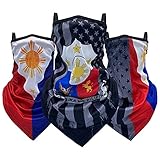 3 Pieces Philippines Flag Face Cover Scarf Bandana Ear Loops Balaclava Unisex Cooling Neck Gaiters...