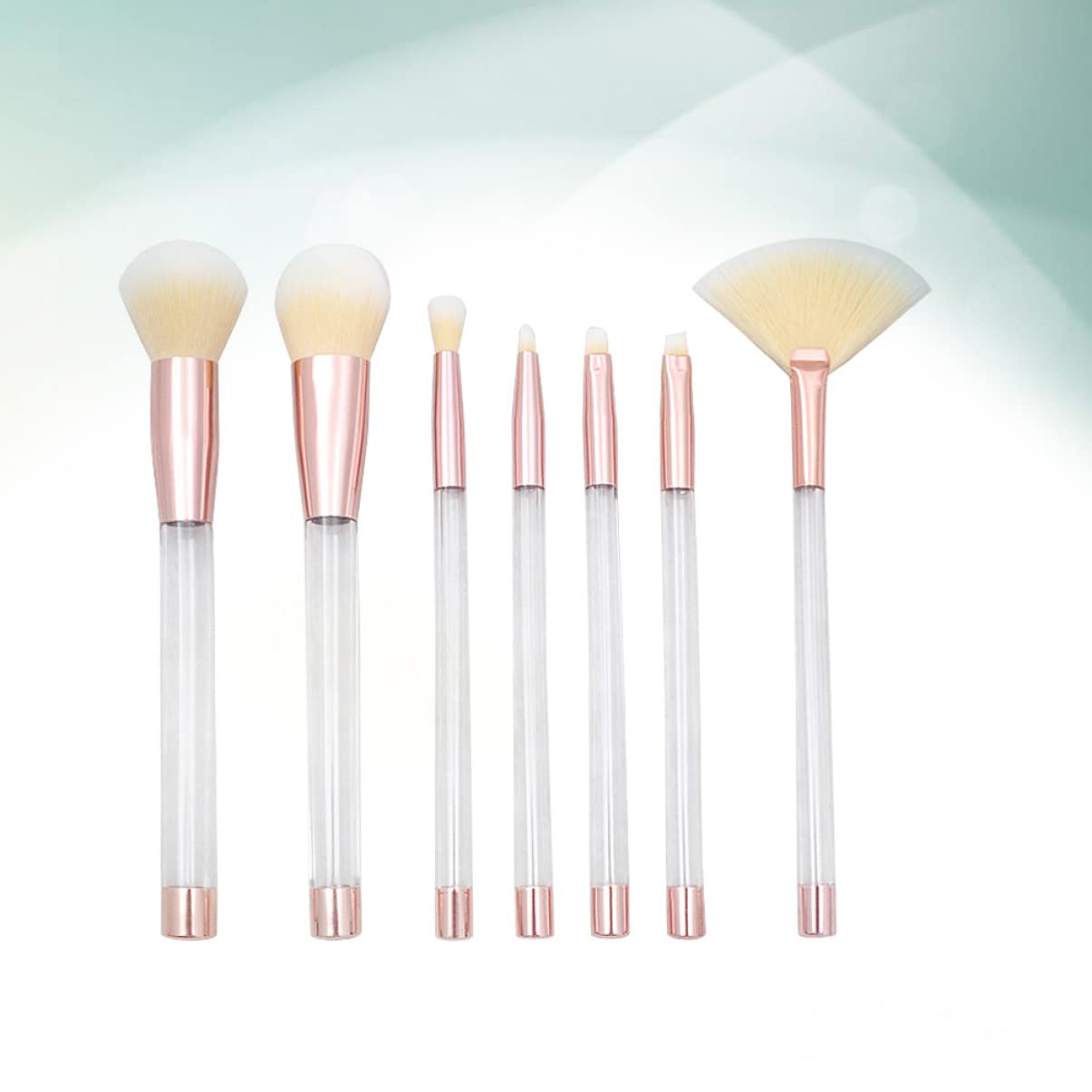 POPETPOP 21pezzi Pennelli Per Trucco Cristallo Trasparente Manico Vuoto Strumento Diy Per Cosmetici Con Set Di Pennelli Per Makeup Manico Trasparente Rosa Oro Base Gialla Setole Bianche