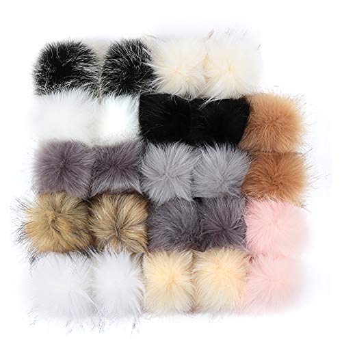 DEDC 24 Pezzi Pompon in Pelliccia Sintetica per