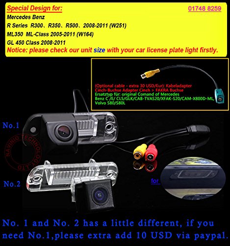 Kalakass HD Rear View Reversing Camera Compatible with Mercedes Benz MB100 ML320 ML350 ML300/GL320/W251 R300 R350 R280 R500 R63/Viano Vito/CL500 CL600 CL63 CL65/W221 S320 S350 S63 S65/S50/E320 W210 - Image 2