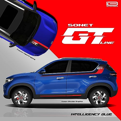 Image of GT Edition Car Graphics for Kia Sonet | Colour - Intelligency Blue | Size - 30.5 x 7 cm