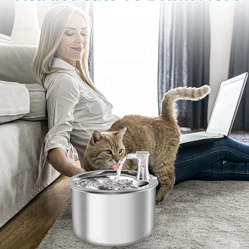 Fuente de agua automática para gatos de acero inoxidable miniatura 3