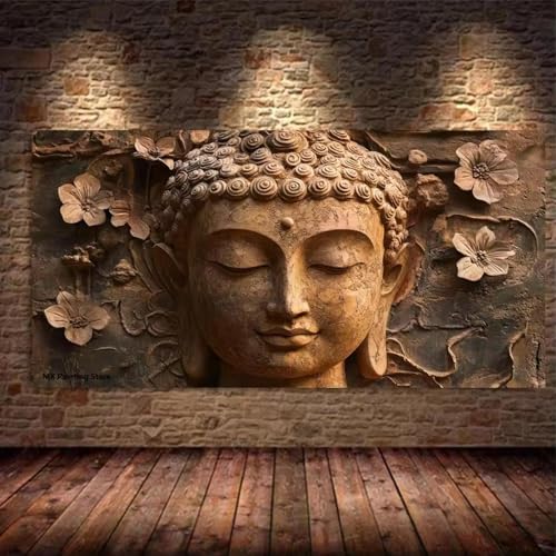 Décoration d'intérieur Bouddha pour réchauffer un grand mur de salon vide