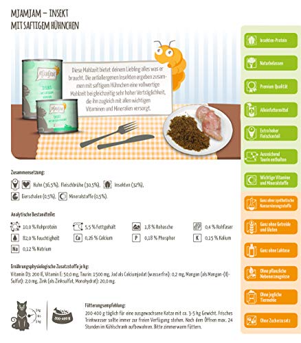 MjAMjAM - Premium Nassfutter für Katzen - Insekt mit saftigem Hühnchen - getreidefrei mit Insektenprotein, 6er Pack (6 x 400 g) & - leckere Mahlzeiten Mixpaket III für Deine Katze 6 x 400 g