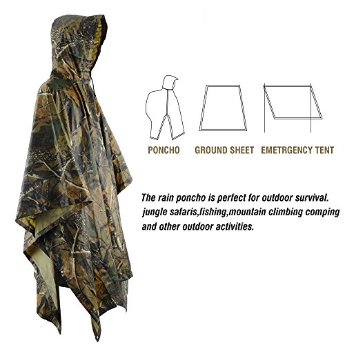 Infreecs Regenponcho Wasserdichter, Camouflage Regen Poncho Wiederverwendbar Camouflage Regenjacken Regencape… – Bild 5