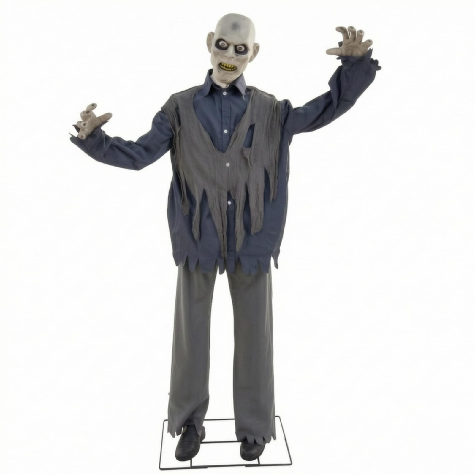 Halloween Figurine Animée Zombie Décoration Animatronique Statue Effrayante Automate Sonore Matériau Plastique Yeux Lumineux et Mouvement Oscillant