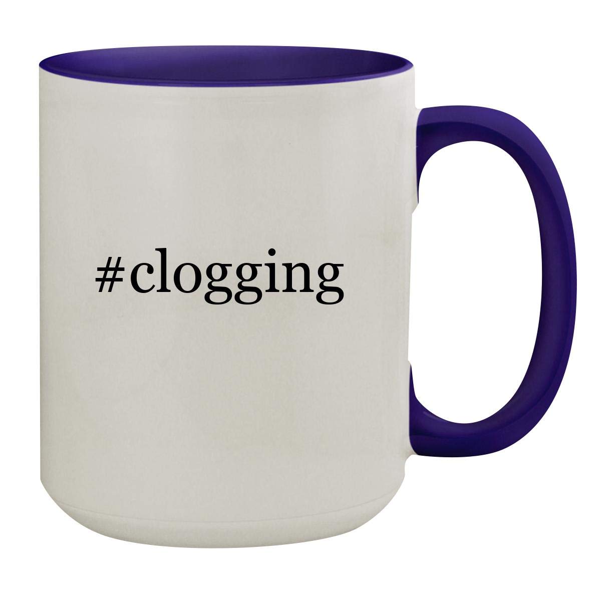 #clogging - 15oz Hashtag Ceramic Inner & Handle Colored Coffee Mug, Deep Purple