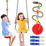 Tree Swing Climbing Rope 2 Pack Multicolor with Platforms Red Disc Swings Seat - Outdoor Playground
