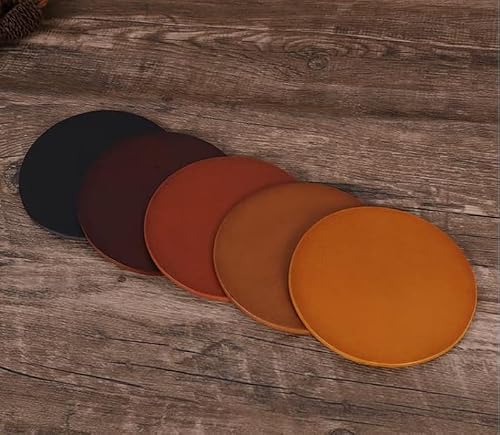 100% Genuine Leather Coasters 4 - Pack | Premium Leather Leather Drinking Coasters | Perfect For Home/Office/Kitchen/Bar | Stylish, Rustic, Decorative | Furniture Protection (Black) #TOP2