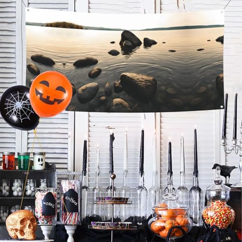 MINDBBDFJ Zen Stone Print Banners And Signs For Outdoor/Indoor,Personalized Banner Customizable Parties Halloween Banner (180x90cm)2