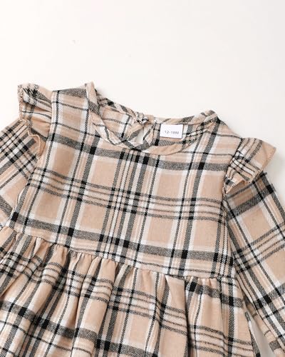 Baby Toddler Girls Clothes Plaid Long Sleeve Ruffle Shirts Pant Cute 2 Piece Fall Winter Baby Girl Outfit Set3