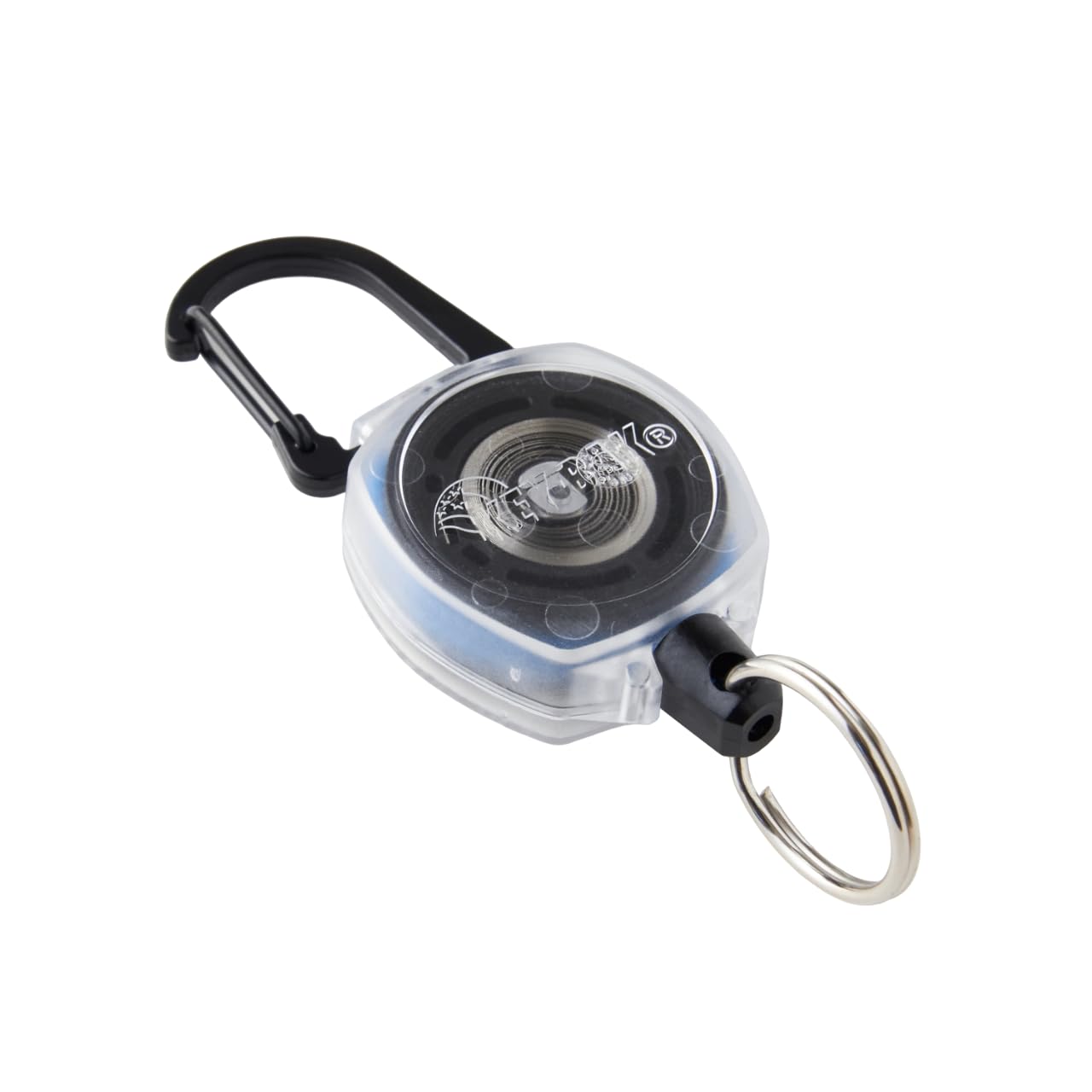 KEY BAK Keybag with Carabiner, Key Reel, Key Holder, Side Kick Kevlar Cord, 23.6 inches (60 cm) clear / blue 1