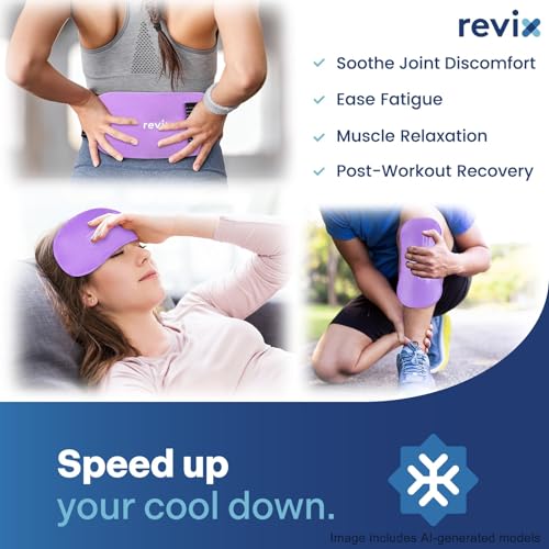 Image of REVIX 2-Pack Gel Ice Packs Reusable with Soft Cover, 10 inchx 5 inch Multi-Use Cold Packs for Injuries, Hot Cold Gel Packs for Elbow, Neck, Back, Shoulders, Ankles, Purple