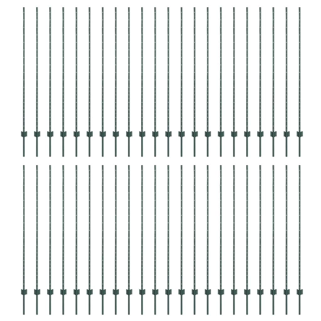 Postes para valla de hormigón, 44 unidades, color verde, 200 cm | Acero resistente, diseño cilíndrico, fácil de montar en parejas, para jardín y terraza