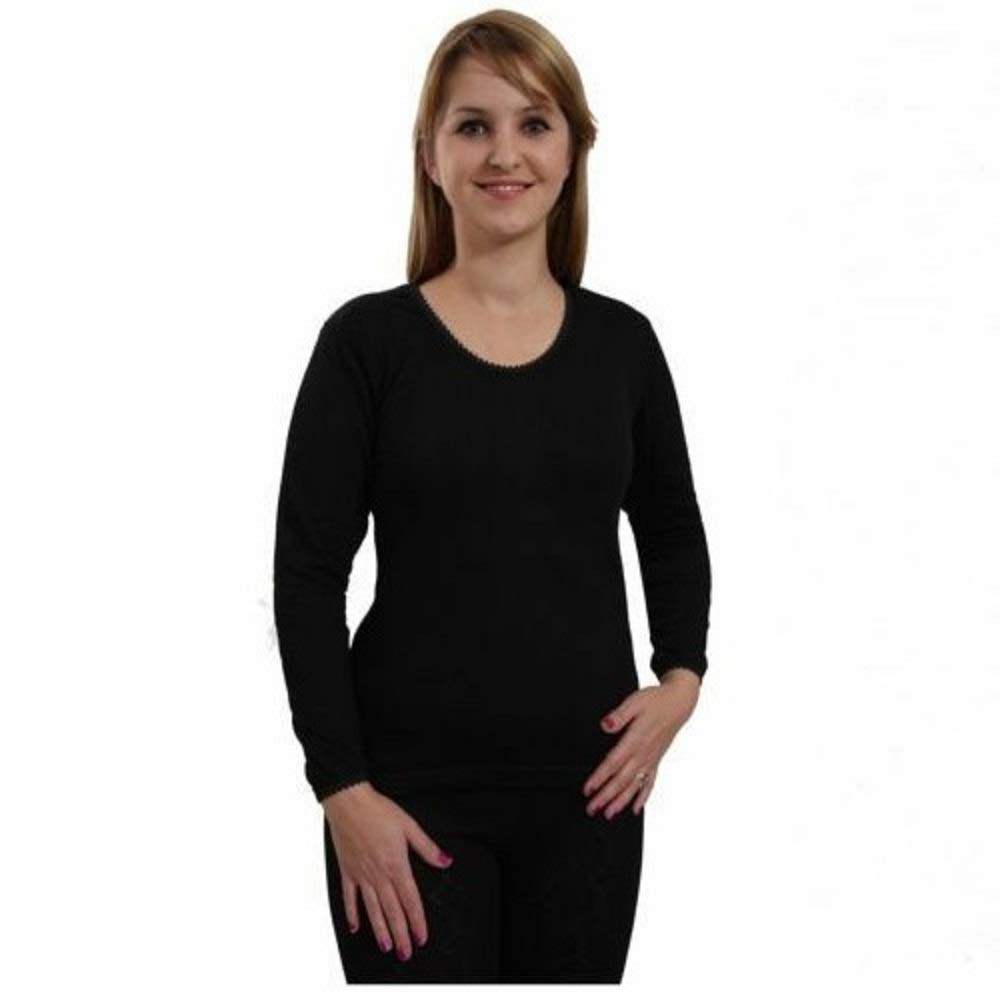 Snowdrop Women's Black Long Sleeve Black Thermal Long Sleeve Top Xl