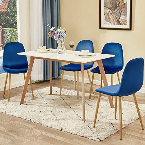Greenforest Dining Chairs Set Of 4 With Velvet Cushion Seat, Dining Kitchen Room Chairs, Mid Century Modern Upholstered Side Chairs With Metal Legs, Navy Blue #TOP6