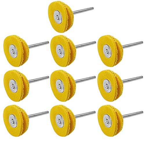 JIALUCONG 10pcs 1/8inch Yellow Cotton Cloth Polishing Buffing Wheel for Dremel Polishing Kit - Polishing Wheel or Silver Polish Wheel - Watch Polishing Kit - Jewelry Polishing Kit