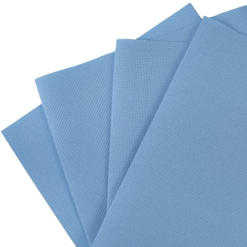 Image of KCS 4 /6 pc of 12 inch x 18 inch 30cmx45cm 16CT Counted Cotton Aida Cloth Cross Stitch Fabric (Light Blue, 4 pc)