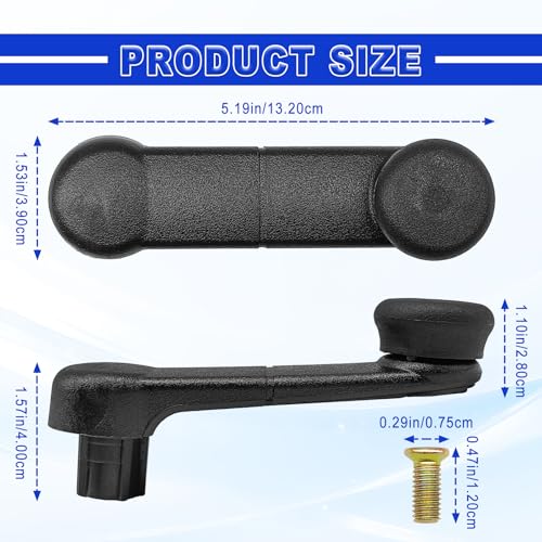 Image of Ford Window Crank Handle Set Front Rear Left Right OEM Style Metal Body Plastic Cover E6DZ5423342A F7UZ1523342AAA Fits 1987-2023 Mustang Bronco F150 F250 F350 Super Duty Econoline Ranger
