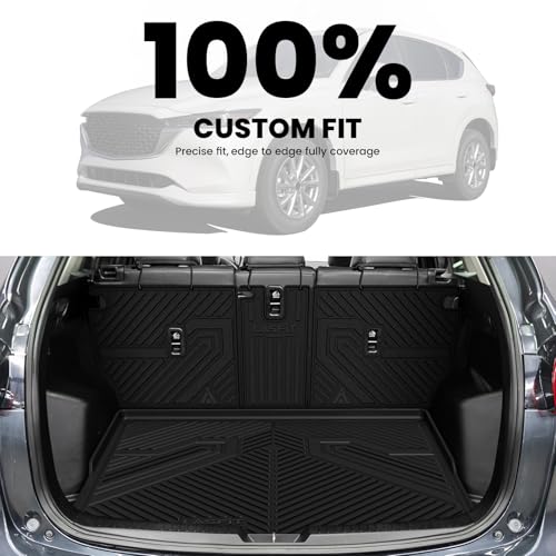 Image of LASFIT Cargo Trunk Mat with Backrest Mats for Mazda CX5 2017-2025 | 100% TPE All Weather Rear Cargo Liner Custom Fit Waterproof CX 5 Seat Back Mat Automotive Accessories, Black
