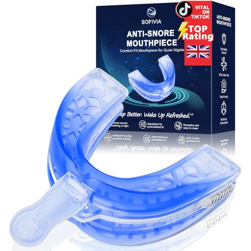 SOFIVIA Anti Snoring Devices for Quieter Sleep Adjustable Mouthpiece for Comfortable Shared Nights Reusable Design for Men Women Home Travel 2.44 x 1.18 x 0.43 in