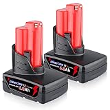 2pack Masione 12V 6.0Ah Lithium Battery Replacement for Milwaukee 12V Battery 48-11-2411 48-11-2401