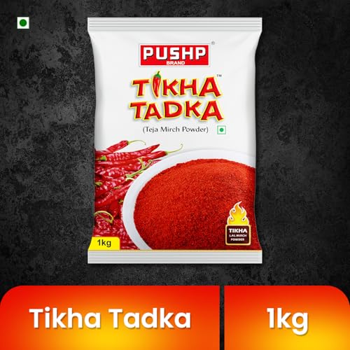 Image of Pushp Spicy Red Chilli Powder 1kg | Tikha Tadka Lal Mirchi Powder | Premium Quality | Rich Color | Strong Aroma | Perfect for Indian Dishes |