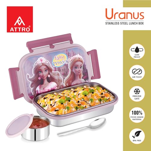 Image of ATTRO Prime Uranus Lunch Box with Sipstar Water Bottle, School Tiffin Combo-Pink