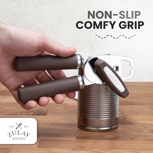 Image of Zulay Kitchen Manual Can Opener Heavy Duty Patented Stainless Steel, Brown