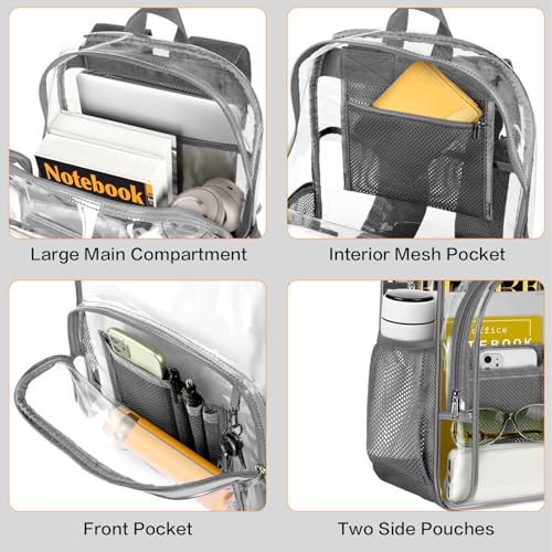 Image of PAMANO Clear Backpack, Heavy Duty Transparent Reinforced Bottom See Through for College, Travel Work Security
