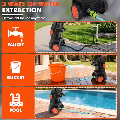 KAOLALI Hidrolimpiadora de Alta Presion, 3000W Presión de Trabajo, Caudal 336L/H, con Pistola Pulverizadora, Manguera De 10 m, 4 Boquilla, para Coches, Vallas, Patios - imagen 8