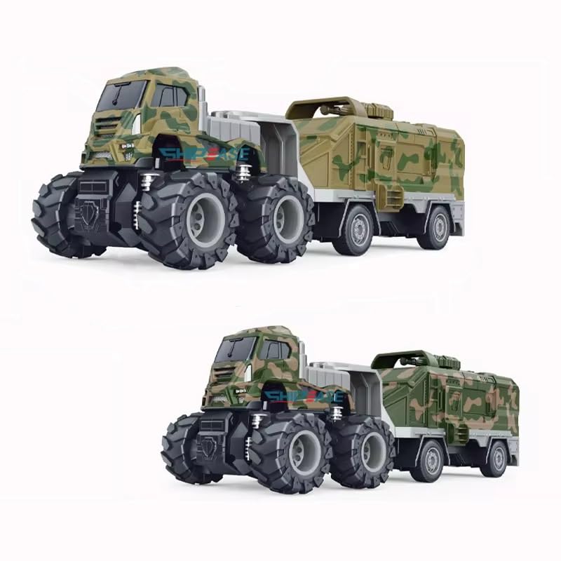 Image of Friction Powered Military Truck Toy for Kids boy Metal Die cast Models Army Tank Container Pull Back Vehicle Miniature Toys (Multicolor, Pack of 1)