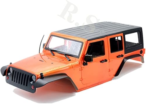 Miniatura 9 de RC - Carcasa de carrocería de coche de 12.323in distancia entre ejes Wrangler JK Rubicon 4 puertas, kit de carcasa dura para coche de orugas 110 RC