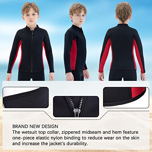 Chaqueta y Pantalones de Neopreno para Niños de 3mm, Traje de Agua para Natación, Surf, Buceo y Snorkel para Niños y Jóvenes (Tops 6, Pantalones 6) miniatura 7