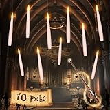 Palmatte 10 Packs Halloween Decorations Floating Candles with Wand Remote 6.1' Battery Operated Flameless Candles LED Warm Lights Christmas Gifts Home Room Decor Halloween Party Decorations Indoor
