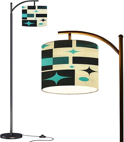 Arc Floor Lamp Mid Century Retro Abstract Geometric Space Vintage Classic 1950S 1960S Tall Standing Lamp Modern Dimmable with Remote Adjustable Drum
