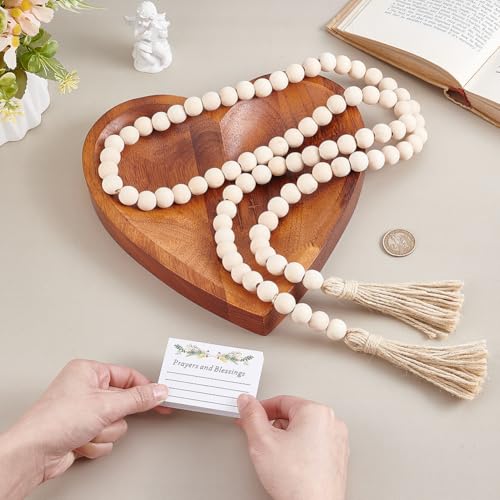 Cuenco de oración de madera UNICRAFTALE con tarjetas y colgantes 5