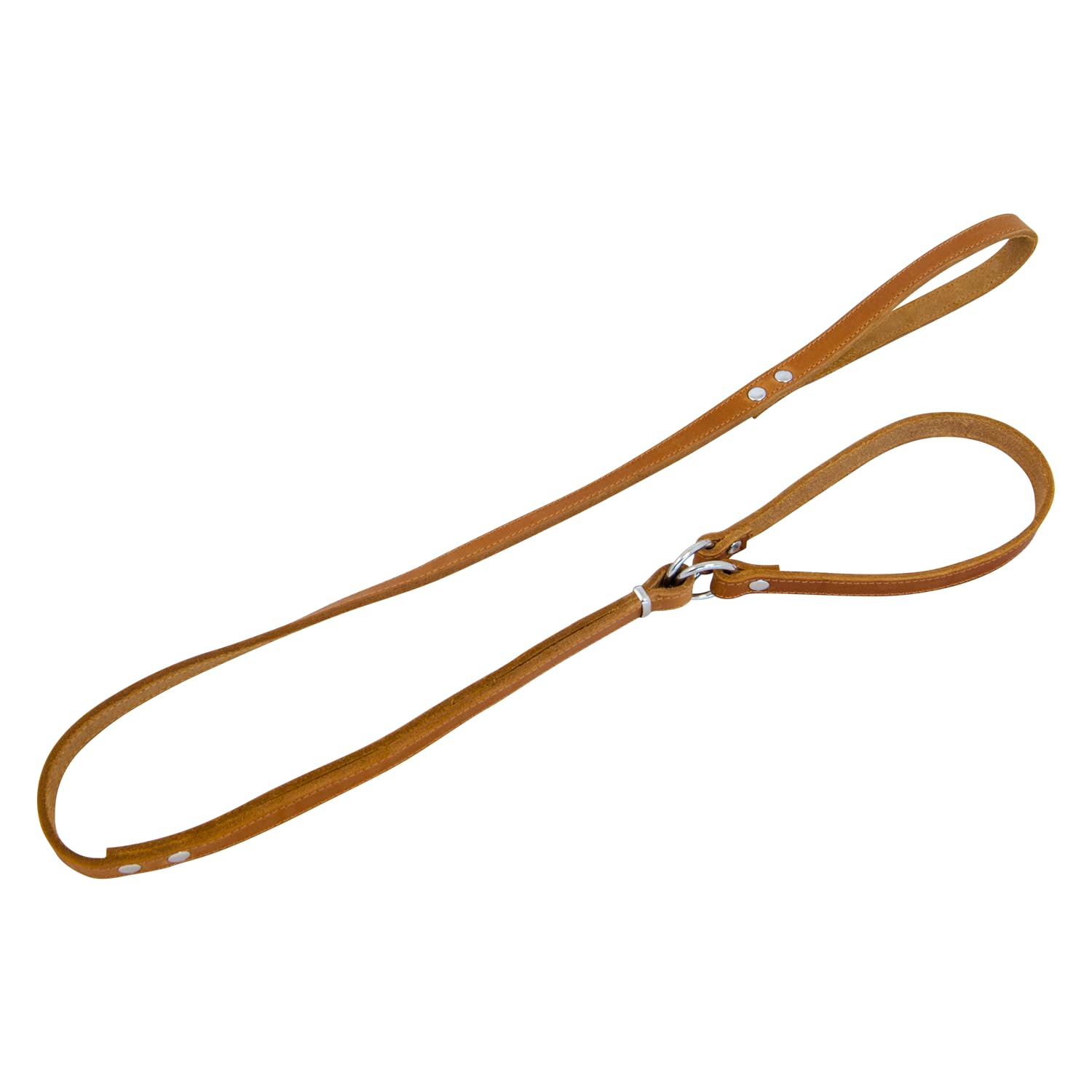 JACK AND VANILLA, Martingale Dog Lead, Fat Leather Model, Cognac, Size 16 mm x 128 cm