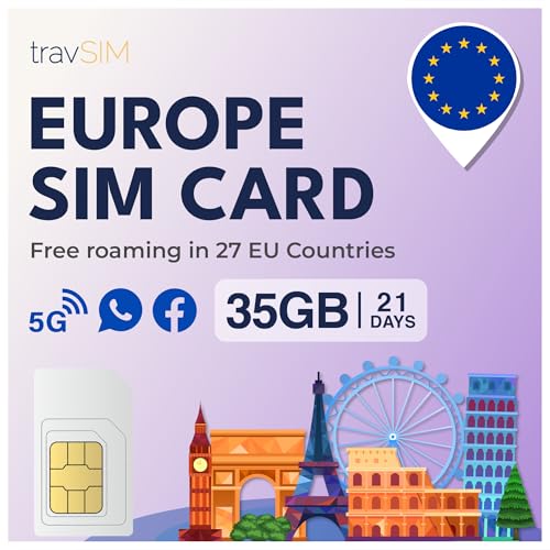 Carte SIM Europe 35GB internet mobile 4G/5G haute vitesse valable dans 27 pays de l'Union