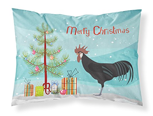 Caroline's Treasures BB9208PILLOWCASE Minorca Ctalalan Chicken Christmas Fabric Standard Pillowcase, Teal Lightweight Super Soft Easy Care Decorative Artwork Pillowcase, Standard