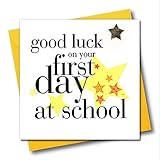 Vierge à l'intérieur Claire Giles Hearts and Stars Porte Bonheur sur votre carte Premier Jour d\'école