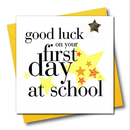 Claire Giles Greeting Cards, Good Luck Card for 1st Day of School, Embellished with a Padded Star