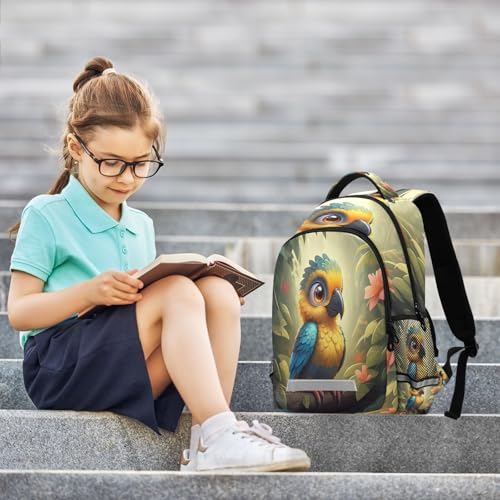 School Backpack Cartoon Parrot Lightweight Waterproof Travel Laptop Backpack Kids School Bags for Boys Girls Teens 11.6 X 4.9 X 16.7inch2