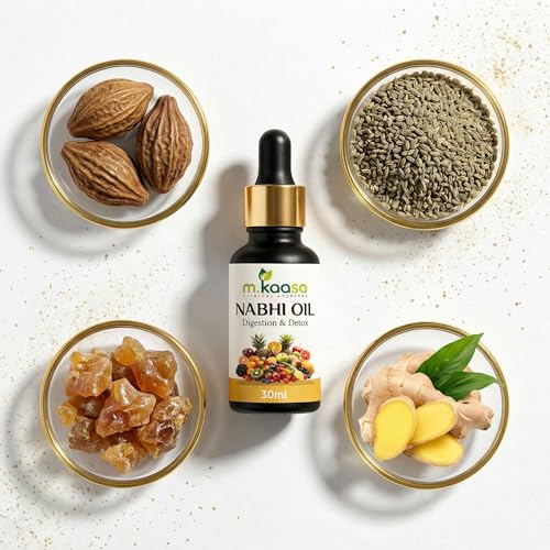 Image of Nabhi Oil - Natural Belly Button Oil with Ginger, Ajwain, Tulsi & Hing | Lightweight Ayurvedic for Night Use 30ml (PACK OF 2)